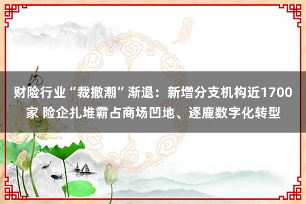 财险行业“裁撤潮”渐退：新增分支机构近1700家 险企扎堆霸占商场凹地、逐鹿数字化转型