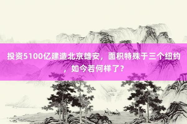 投资5100亿建造北京雄安，面积特殊于三个纽约，如今若何样了？