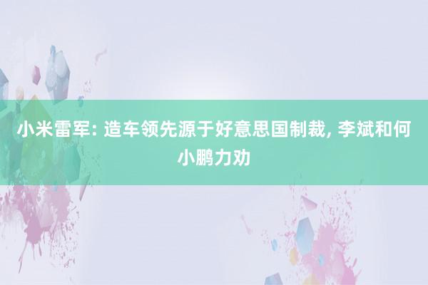 小米雷军: 造车领先源于好意思国制裁, 李斌和何小鹏力劝