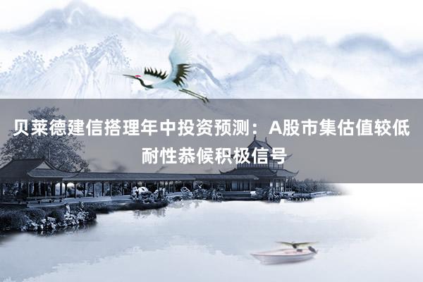 贝莱德建信搭理年中投资预测：A股市集估值较低 耐性恭候积极信号