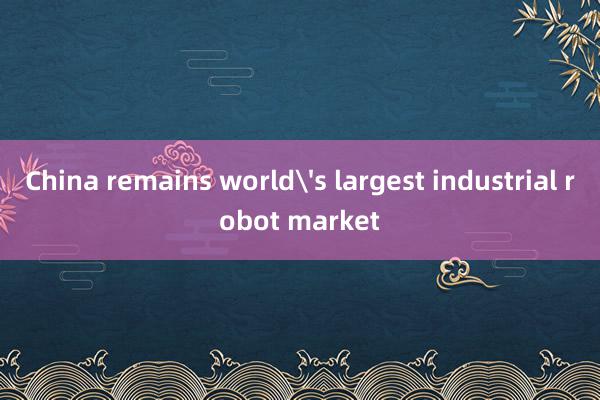 China remains world's largest industrial robot market