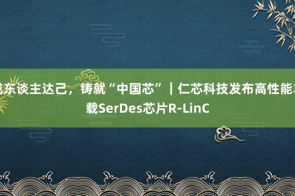 成东谈主达己，铸就“中国芯”｜仁芯科技发布高性能车载SerDes芯片R-LinC