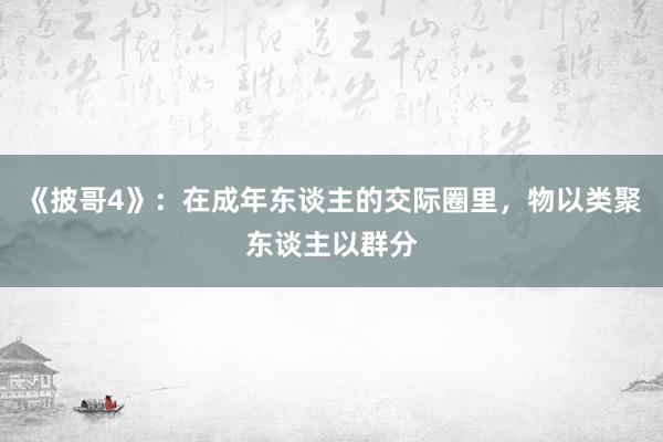 《披哥4》：在成年东谈主的交际圈里，物以类聚东谈主以群分