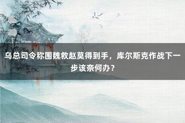 乌总司令称围魏救赵莫得到手，库尔斯克作战下一步该奈何办？