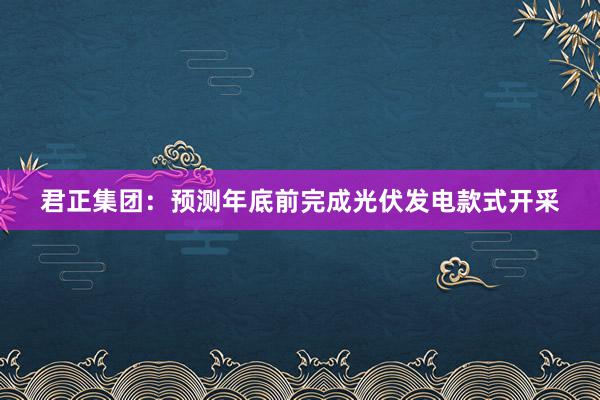 君正集团：预测年底前完成光伏发电款式开采